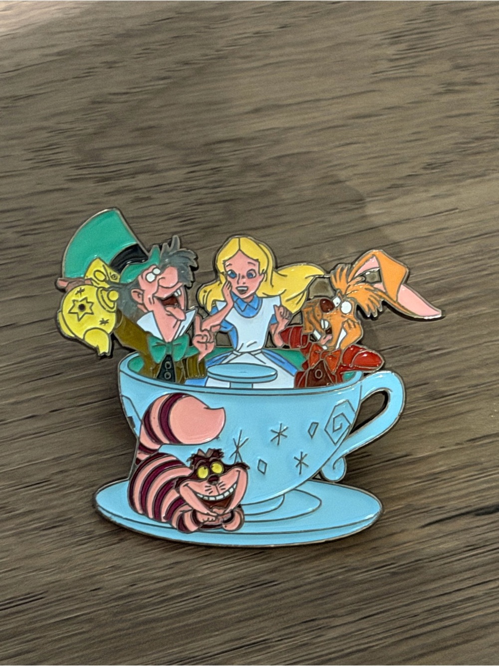 Disneys's Alice in Wonderland Tea Cup Pin - Blue Enamel Character Pin